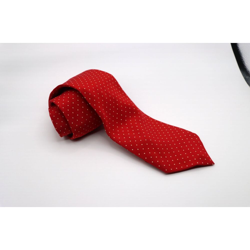 Vintage Enrico Sarchi Red Silk Polka Dot Necktie – Handmade in Italy